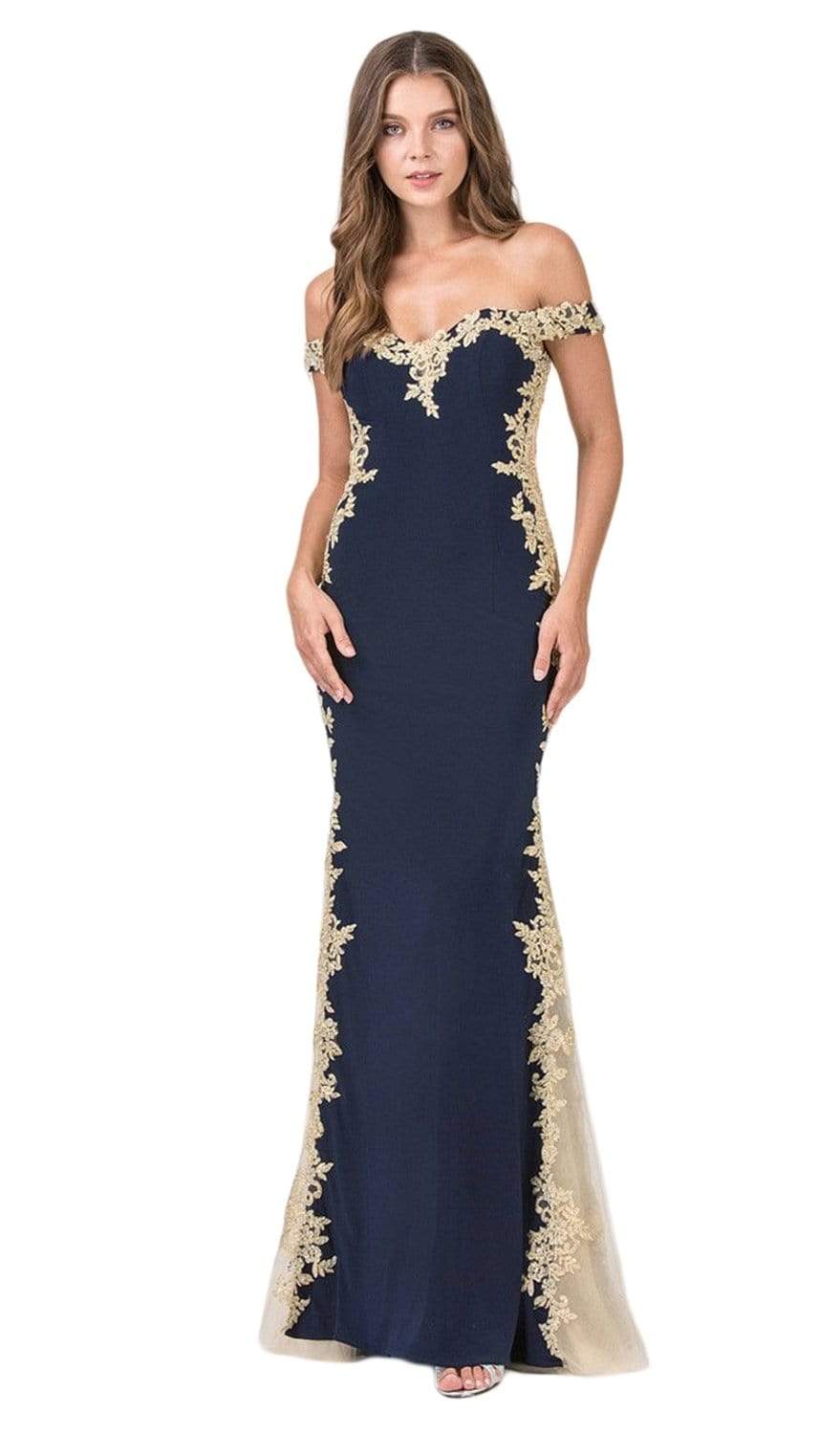 Eureka Fashion - 7006 Lace Embellished Off-Shoulder Mermaid Gown ...