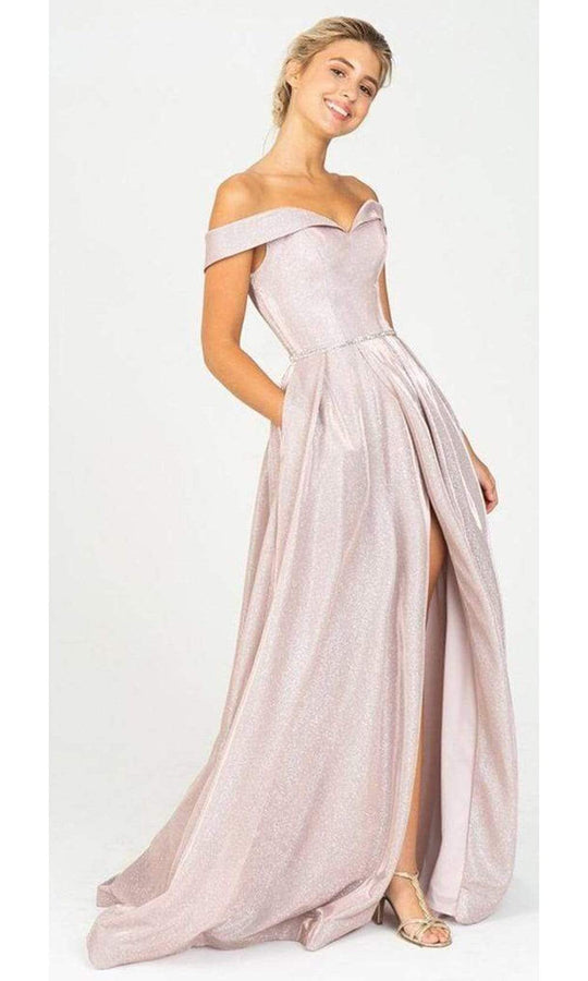 Formal Dress: 61308. Long, Off The Shoulder, A-line, Lace Up Back