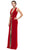 Eureka Fashion - Plunging Gold Beading Fitted Evening Dress Special Occasion Dress XS / Red/Gold Beading