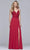 Faviana - 10005 V Neck Flowy Soft Fabric A-Line Gown Prom Dresses 00 / Red