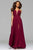 Faviana - 7747 Illusion Plunging V-Neck Flowy Chiffon A-Line Dress Prom Dresses 00 / Wine