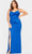 Faviana 9530 - Ruched High Slit Train Gown Evening Dresses 12W / Royal