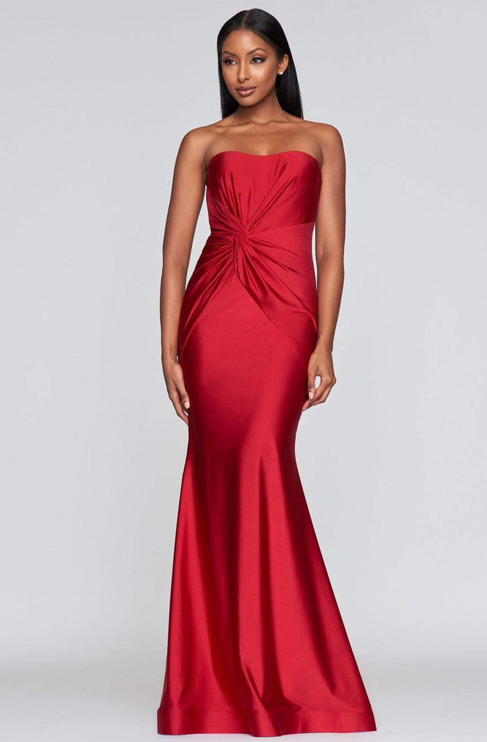 Faviana - Long Stretch Charmeuse Dress S10381 - 1 pc Ruby In Size 2 Available CCSALE 2 / Ruby