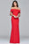 Faviana Off Shoulder Long Gown With Front Slit s8085 - 1 pc Red Hot In Size 8 Available CCSALE 8 / Red Hot