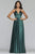 Faviana - Plunging V-Neck Empire Waist A-line Dress S10255 CCSALE 0 / Deep Green