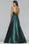 Faviana - Plunging V-Neck Empire Waist A-line Dress S10255 CCSALE 0 / Deep Green