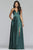 Faviana - Plunging V-Neck Empire Waist A-line Dress S10255 CCSALE 0 / Deep Green