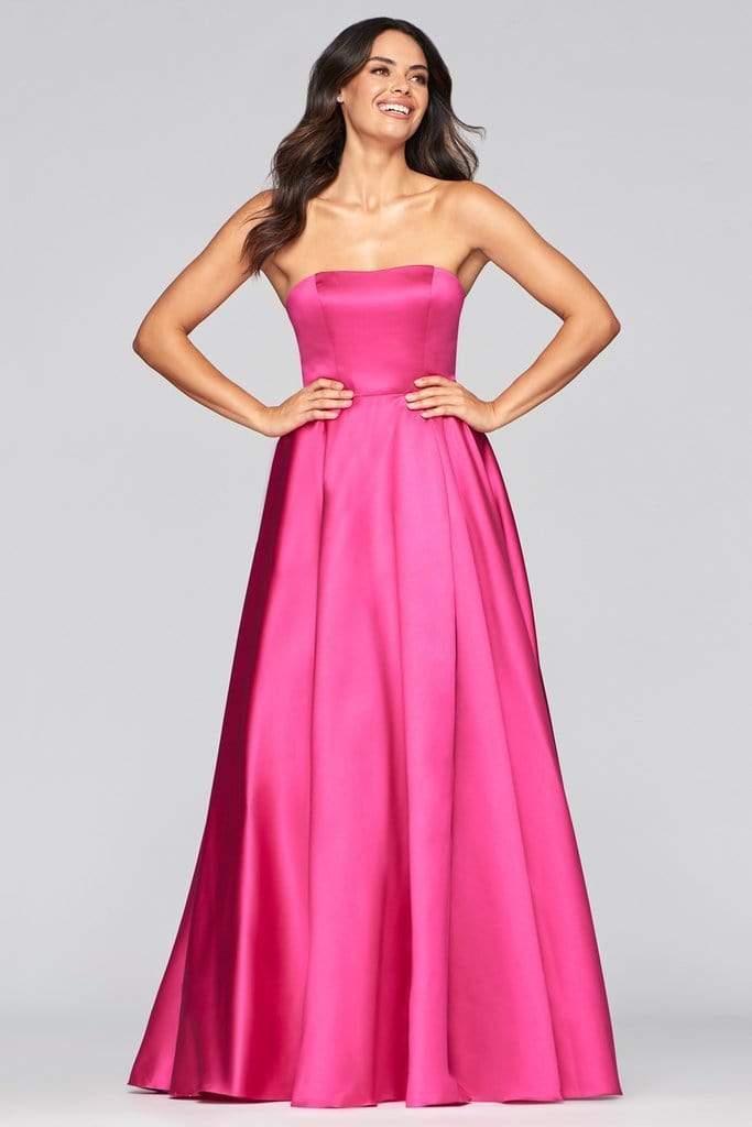 Faviana - S10439 Strapless Lace Up Back High Slit Dress