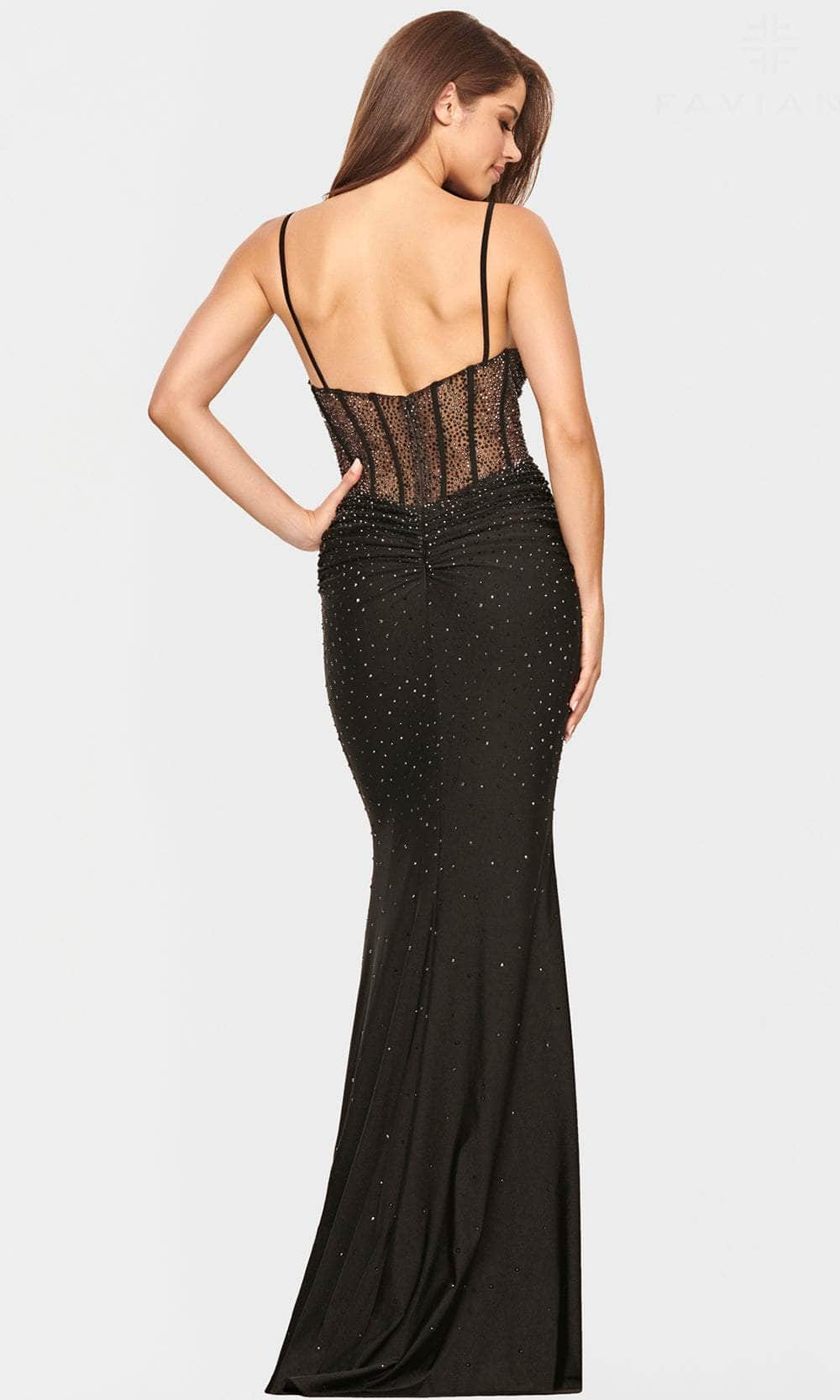 Faviana S10800 - V-Neck Sheer Back Evening Gown – Couture Candy