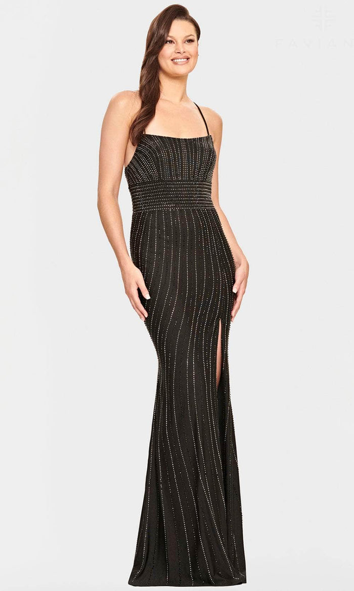 Faviana S10806 - Beaded Scoop Neck Evening Gown Evening Dresses 00 / Black