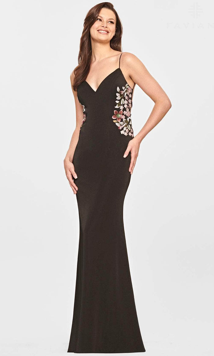 Faviana S10859 - V-Neck Open Back Evening Gown Evening Dresses 00 / Black/Multi