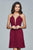 Faviana - Short Plunging V-Neck Cocktail Dress with Lace-Up back 7851 - 1 pc Wine In Size 2 Available CCSALE 2 / Wine