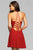 Faviana - Short Plunging V-Neck Cocktail Dress with Lace-Up back 7851 - 1 pc Wine In Size 2 Available CCSALE 2 / Wine