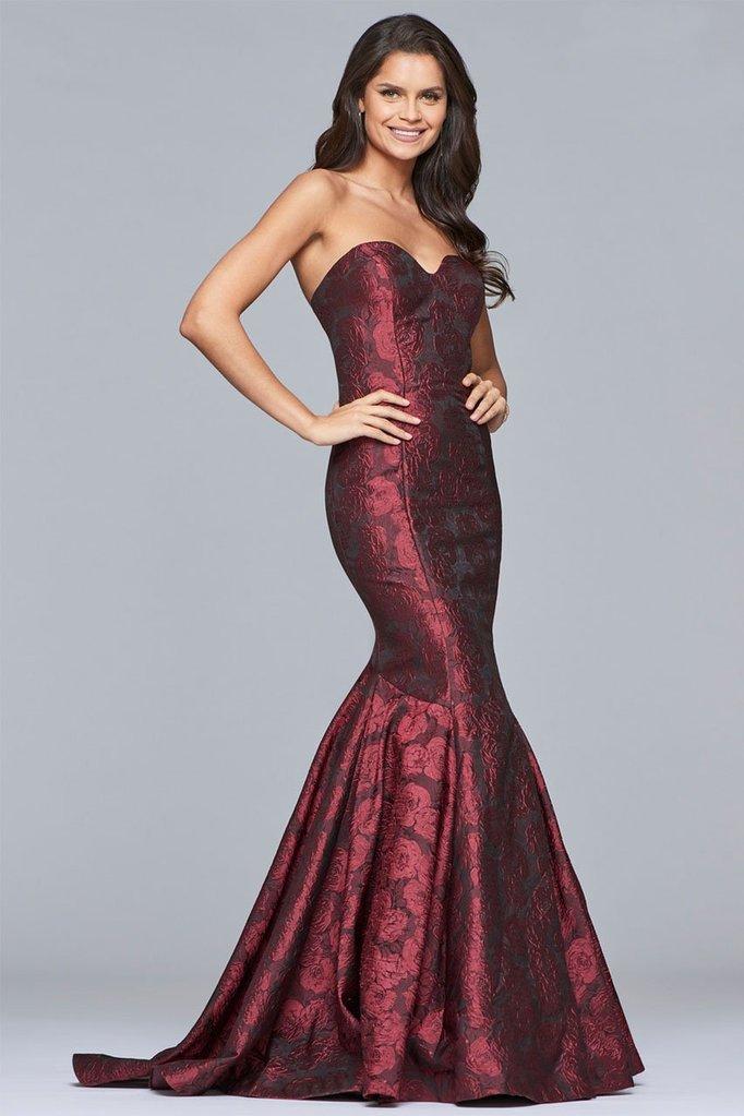 Faviana Strapless Sweetheart Jacquard Mermaid Dress S10118 1