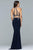 Faviana Two Piece Halter Trumpet Dress s10003 - 1 pc Navy In Size 4 Available CCSALE 4 / Navy