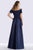 Feriani - Beaded Off Shoulder Pleated Evening Gown 18657 - 1 pc Navy in Sizes 6 Available CCSALE