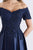 Feriani - Beaded Off Shoulder Pleated Evening Gown 18657 - 1 pc Navy in Sizes 6 Available CCSALE