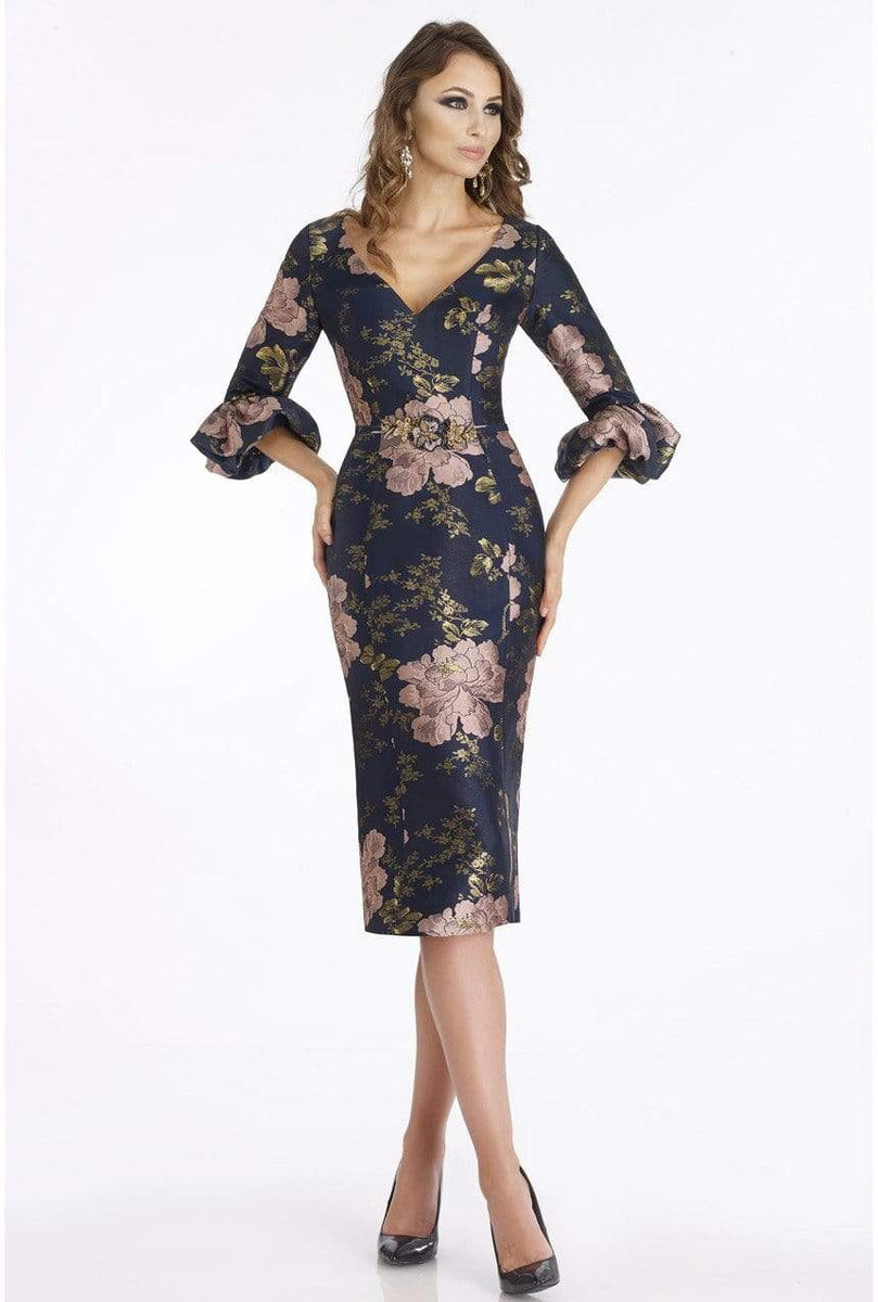 Feriani Couture - 18905SH Floral Detailed V-neck Sheath Dress – Couture ...
