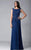 Feriani Couture - Cap Sleeve Lace Appliqued Column Gown 18402 CCSALE 8 / Cobalt