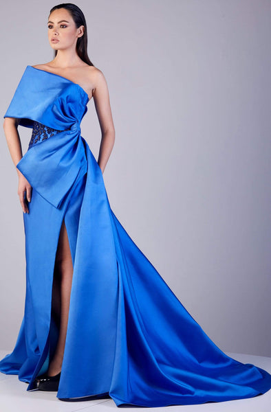 Gatti Nolli Couture - OP-5085 Origami Bow High Slit Trumpet Gown ...