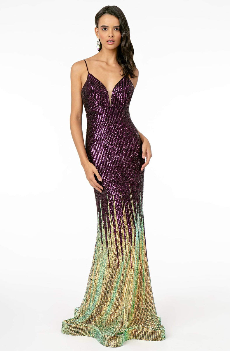 GLS by Gloria - GL2899 Deep V-Neck Allover Sequin Mermaid Gown ...