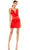 Ieena Duggal - 26481 Plunging Neck Fitted Mini Dress Cocktail Dresses 0 / RED