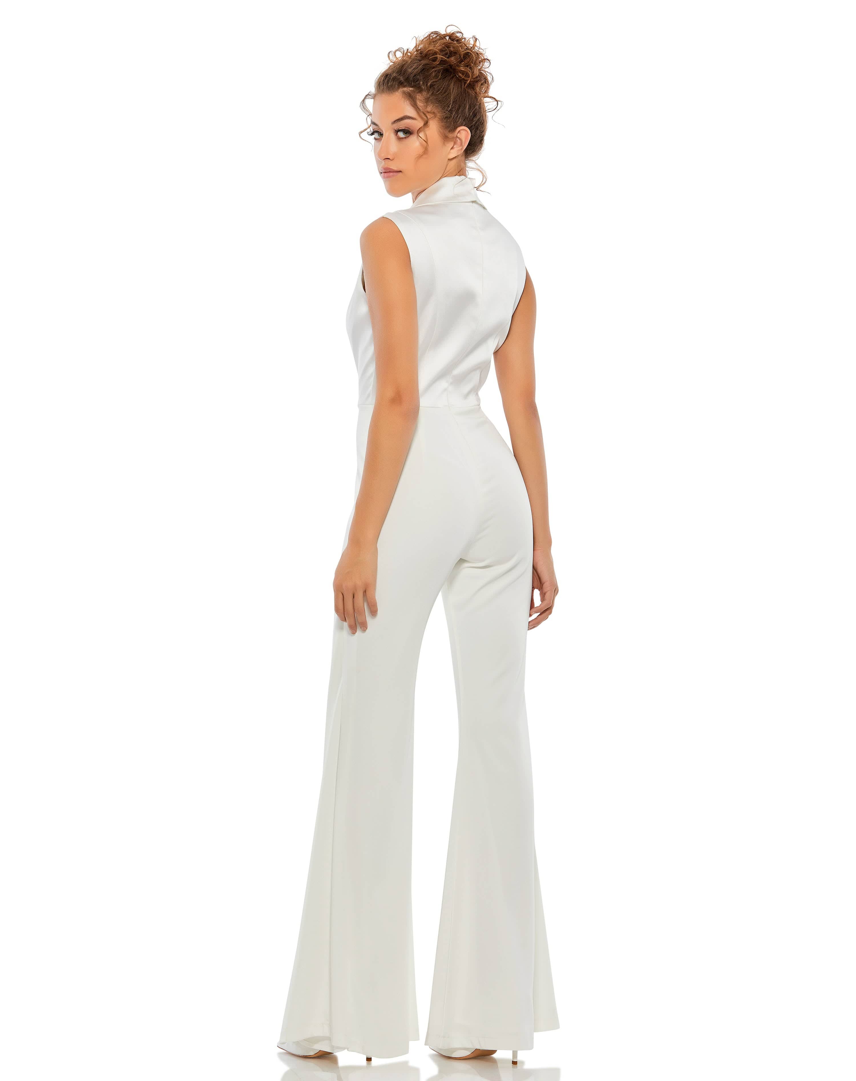 White Satin Jumpsuit by Ieena for Mac Duggal for $54