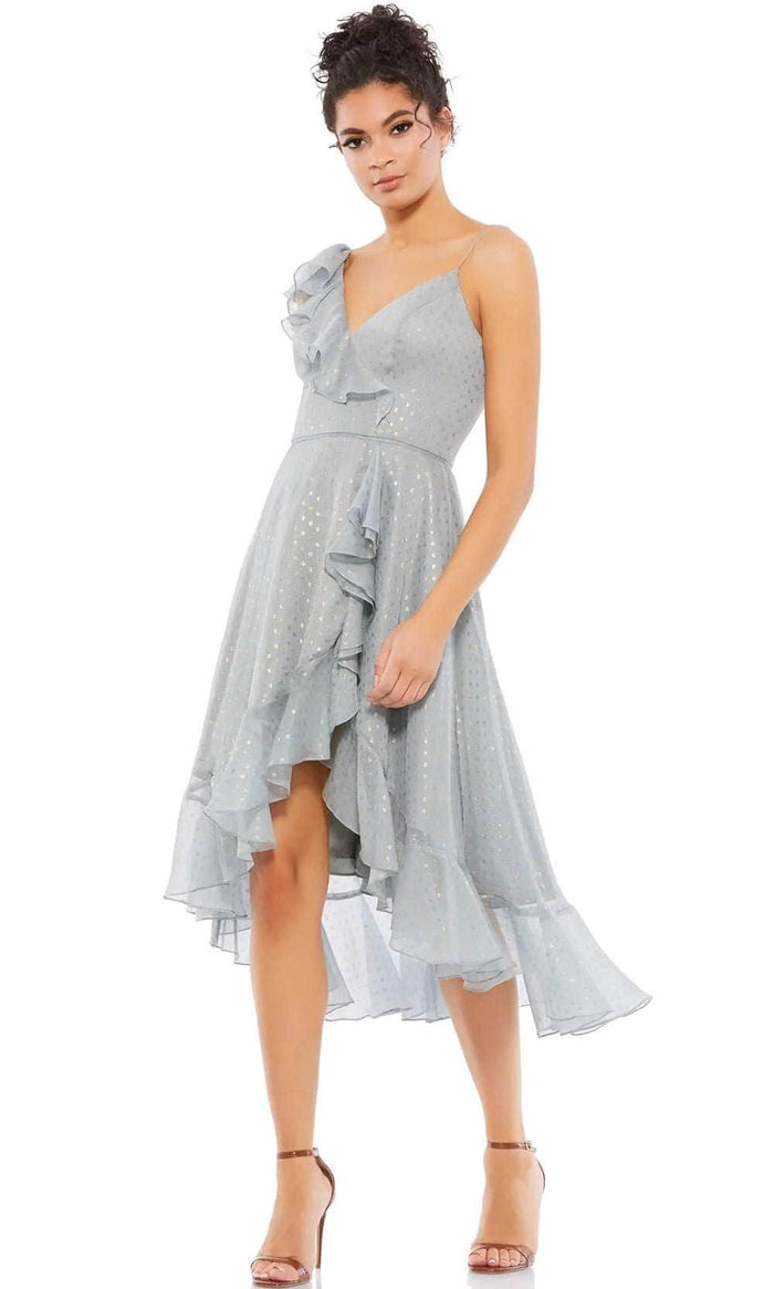 Ieena Duggal 49489 - Ruffled A-Line Cocktail Dress Cocktail Dresses 0 / Slate Grey