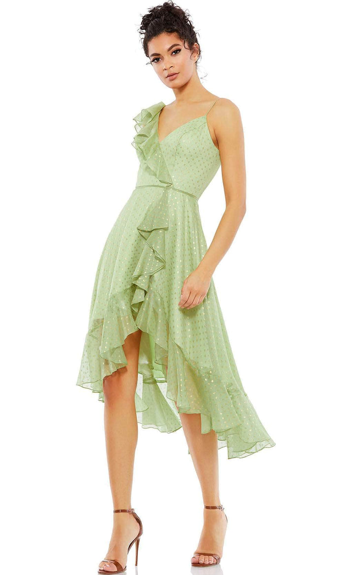 Ieena Duggal 49489 - V-Neck Ruffled A-Line Cocktail Dress Cocktail Dresses 0 / Pistachio