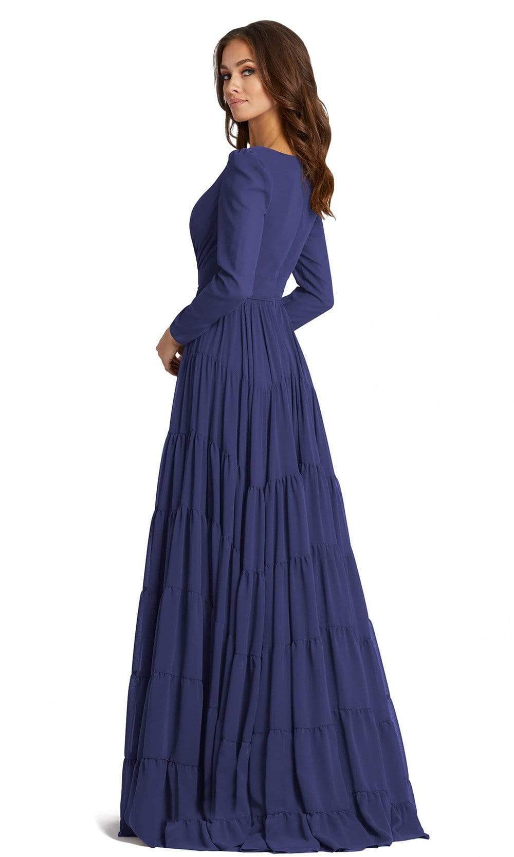 Ieena Duggal - 55311 Long Sleeve Ruched A-Line Simple Prom Dress ...
