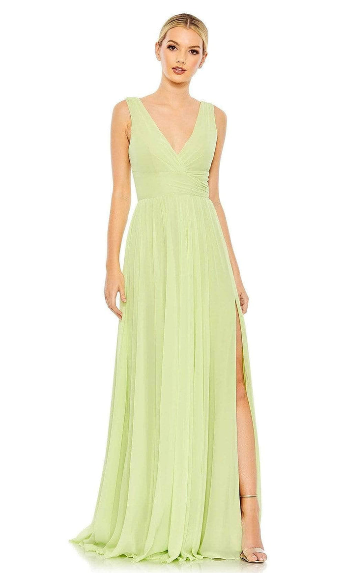 Ieena Duggal - 55793 High Slit Gown Evening Dresses 0 / Lime