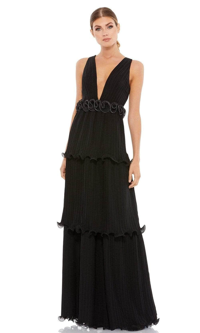 Ieena Duggal - Sleeveless Tiered A-Line Evening Dress 49281 - 1 pc Blk In Size 10 Available CCSALE 10 / Black