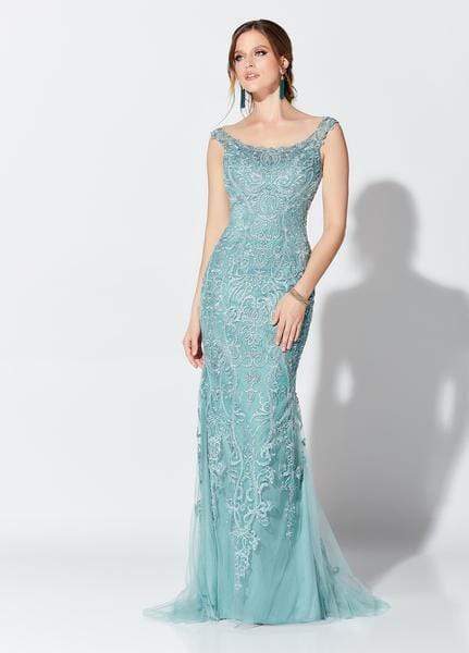 Ivonne D for Mon Cheri - Embroidered Scoop Gown 119D51 CCSALE 12 / Dark Aqua