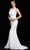 J'Adore Dresses J12002 - Halter Scoop Neck Lace Evening Gown Special Occasion Dress 2 / Ivory