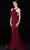 J'Adore Dresses J12002 - Halter Scoop Neck Lace Evening Gown Special Occasion Dress 2 / Wine