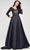 J'Adore Dresses J17012 - Embroidered V-Neck Prom Ballgown Special Occasion Dress 2 / Black