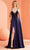 J'Adore Dresses J22028 - Sheer Lace A-Line Evening Gown Special Occasion Dress 2 / Navy