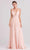 J'Adore - J15005 Deep V Neck Chiffon A-line Gown Evening Dresses 2 / Blush Pink