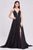 J'Adore - J16024 Sexy V-Neck Stone Accent A-Line Dress Prom Dresses 2 / Black