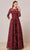 J'Adore - J18026 Long Sleeve Glitter Print A-Line Gown Mother of the Bride Dresses 2 / Wine