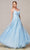 J'Adore - J18041 Pleat-Ornate Glitter A-Line Gown Special Occasion Dress 2 / Sky