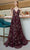 J'Adore - J19018 Floral Embellished Soft A-line Dress Special Occasion Dress 2 / Berry