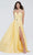 J'Adore - J20002 Brooch-Accent Satin Gown Special Occasion Dress 2 / Yellow