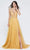 J'Adore - J20005 Plunging V-Neck High Slit Gown Special Occasion Dress 2 / Gold