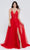 J'Adore - J20005 Plunging V-Neck High Slit Gown Special Occasion Dress 2 / Red