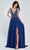 J'Adore - J20013 Beaded V-Neck Gown with Slit Special Occasion Dress 2 / Navy