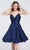 J'Adore - J20081 Jacquard Homecoming Short Dress Special Occasion Dress 2 / Navy