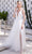 J'Adore - JM102 Embellished Plunging Neck Glitter Tulle A-Line Gown Special Occasion Dress 2 / Ivory