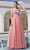 J'Adore - JM102 Embellished Plunging Neck Glitter Tulle A-Line Gown Special Occasion Dress 2 / Pink
