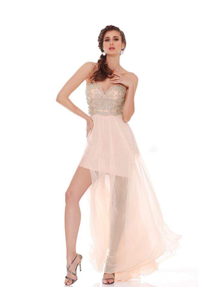 J'Adore Dresses - J6050 Beaded Illusion Overskirt High Slit Gown ...